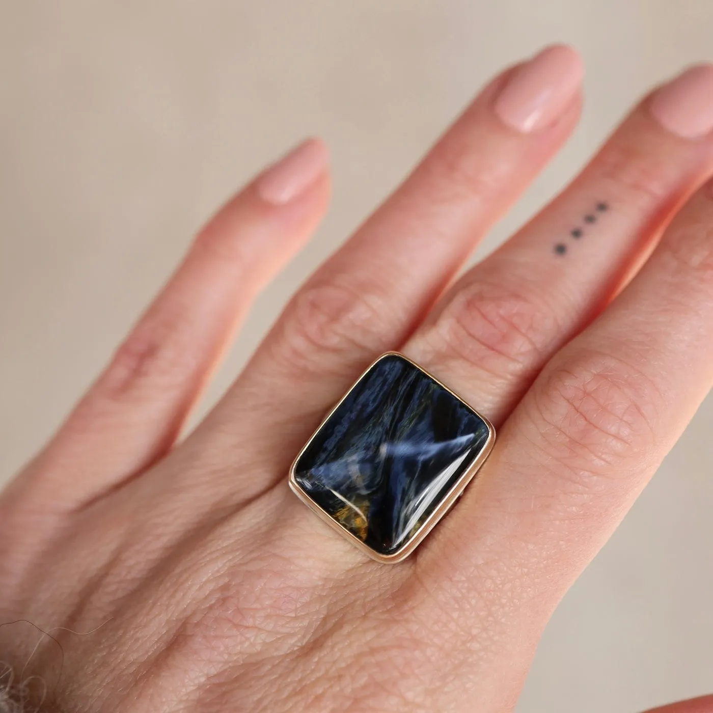 Jamie Joseph Vertical Rectangular Smooth Pietersite Ring