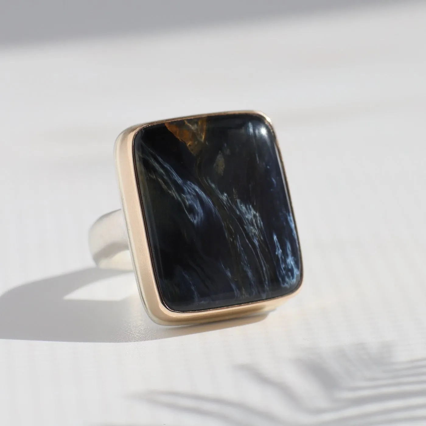 Jamie Joseph Vertical Rectangular Smooth Pietersite Ring