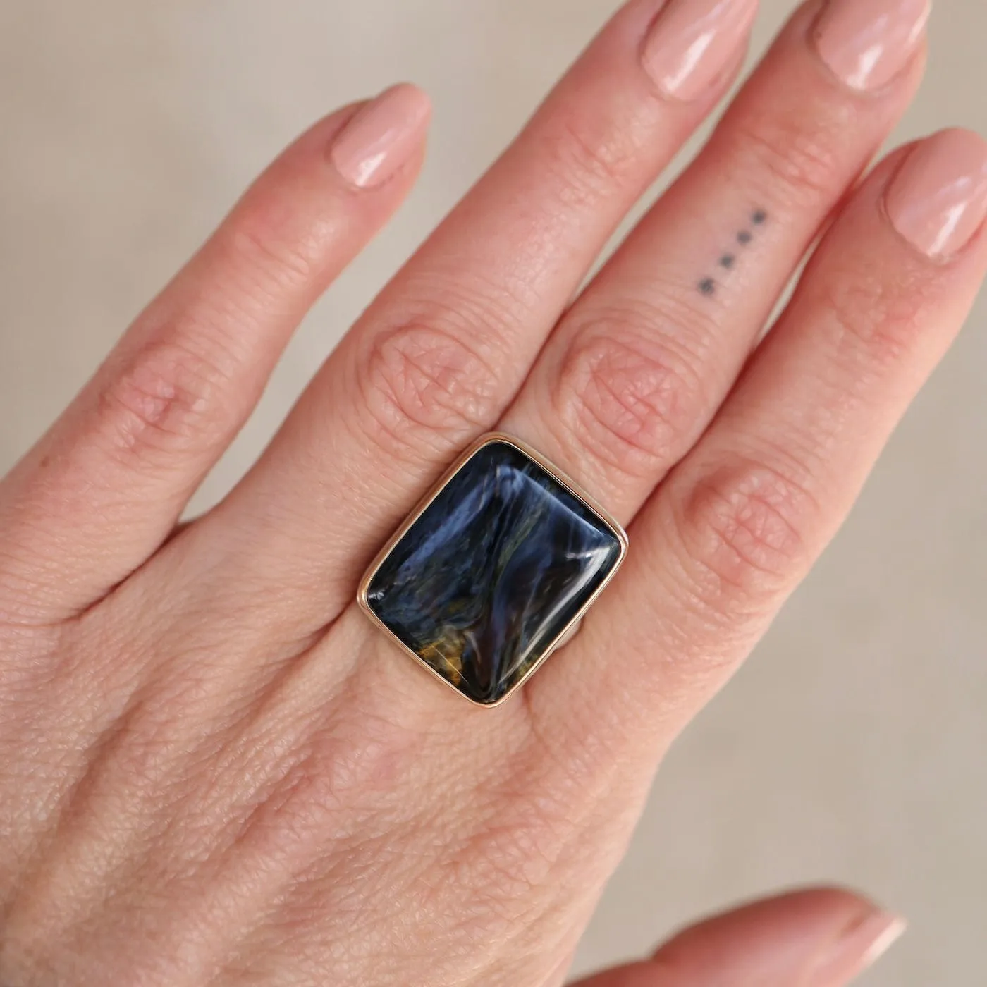 Jamie Joseph Vertical Rectangular Smooth Pietersite Ring