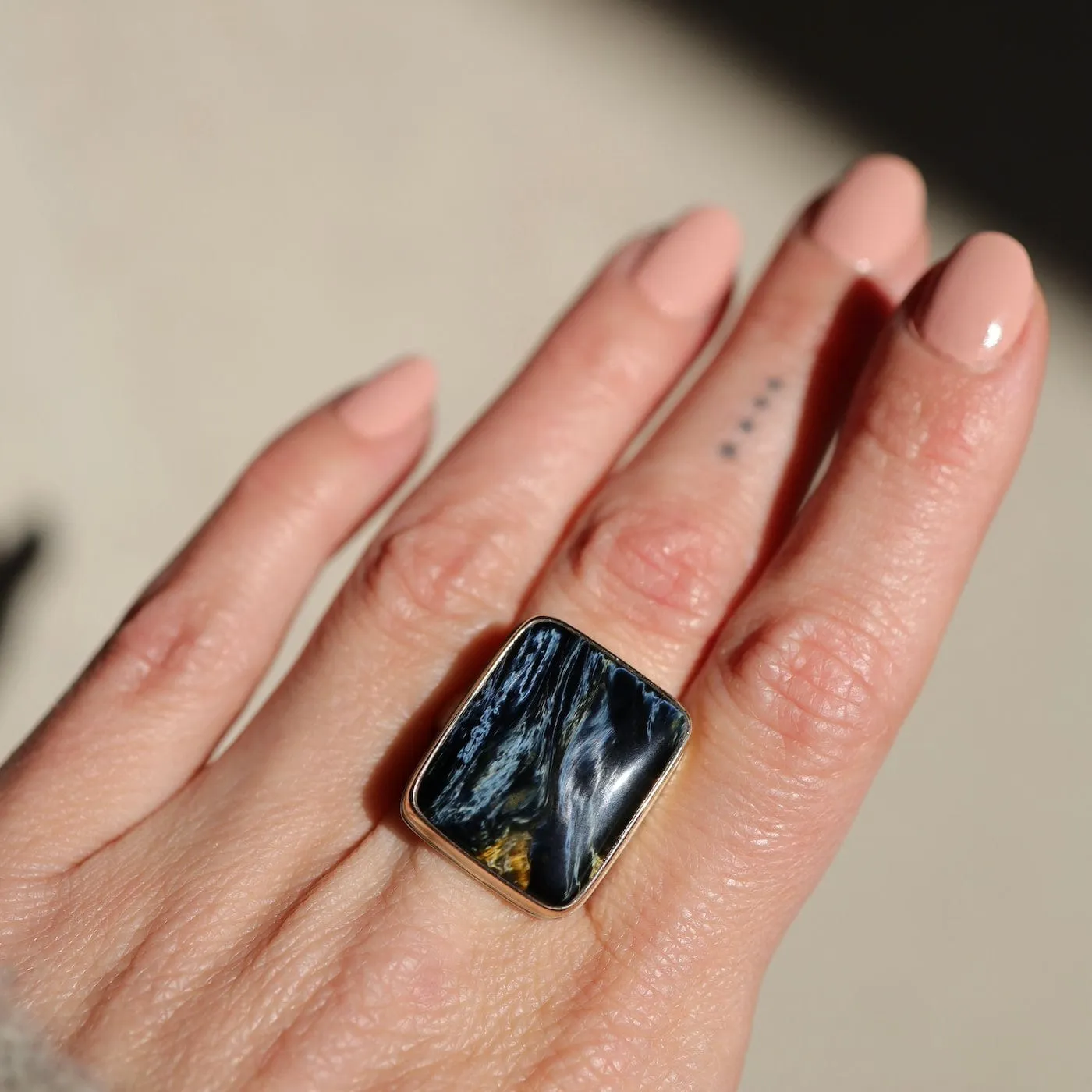 Jamie Joseph Vertical Rectangular Smooth Pietersite Ring