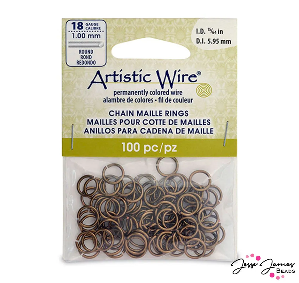 Jump Rings Artistic Wire 18g in Antique Brass 5.95mm