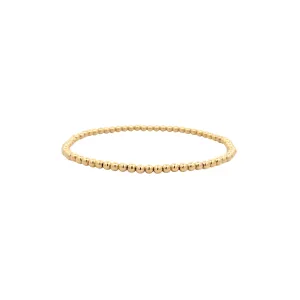 Karen Lazar Stretch 3mm Yellow Gold Beaded Bracelet Size 6.75