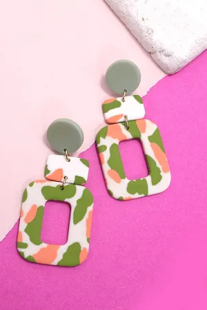 Kienna Abstract Geometric  Polymer Earrings- Green