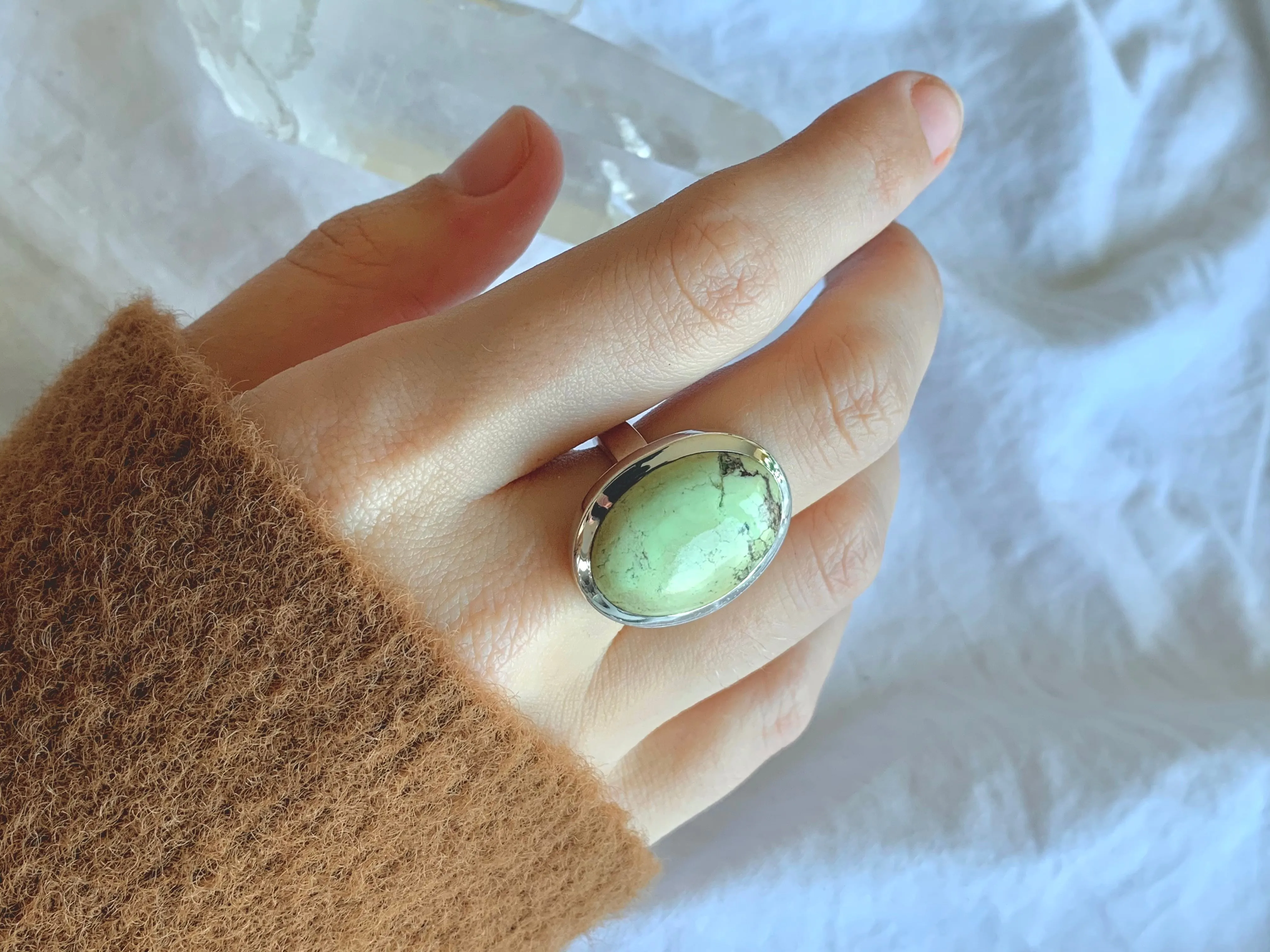 Lemon Chrysoprase Naevia Ring - Oval