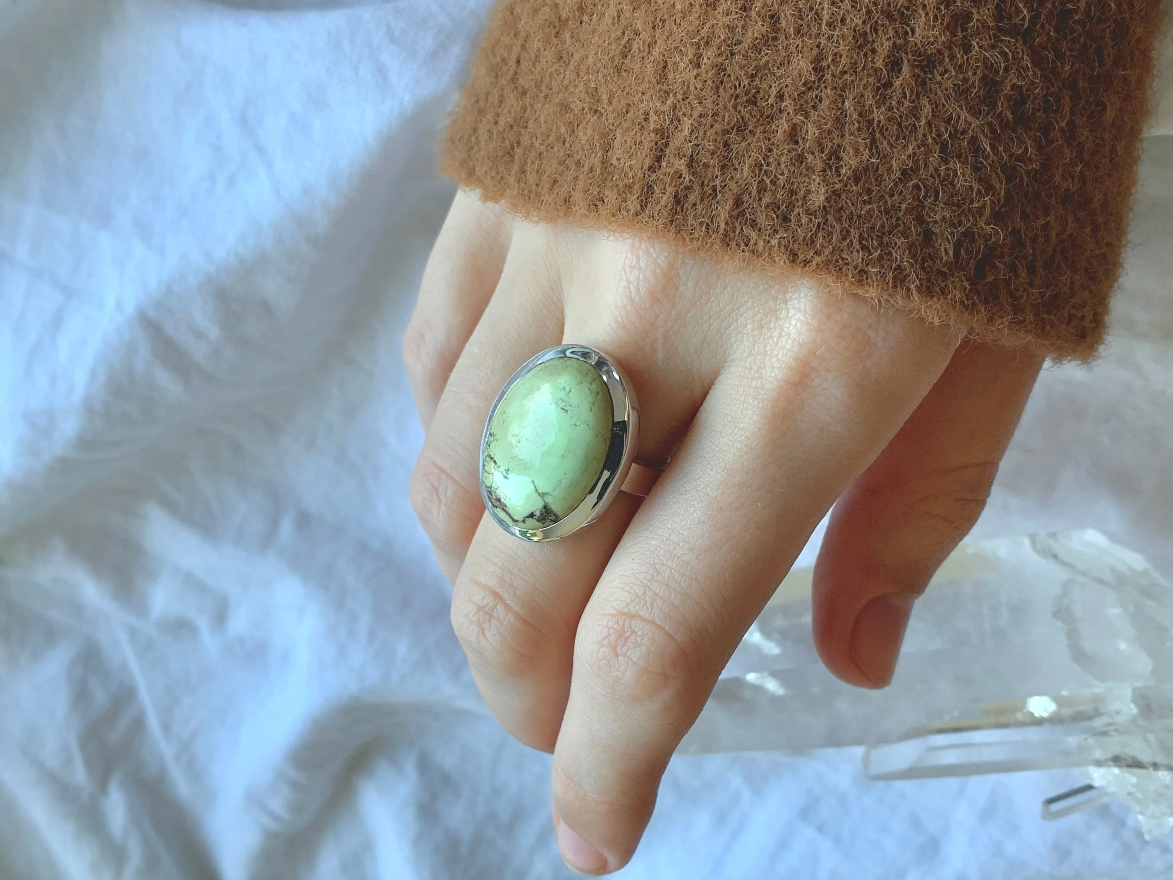 Lemon Chrysoprase Naevia Ring - Oval