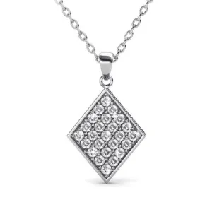 Lennon 18k White Gold Diamond Shaped Pendant Necklace with Swarovski Crystal