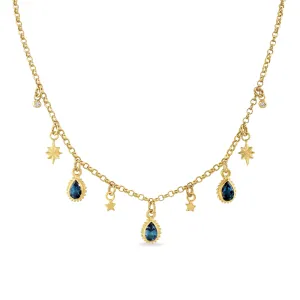 London Blue Topaz Celestial Gem Necklace