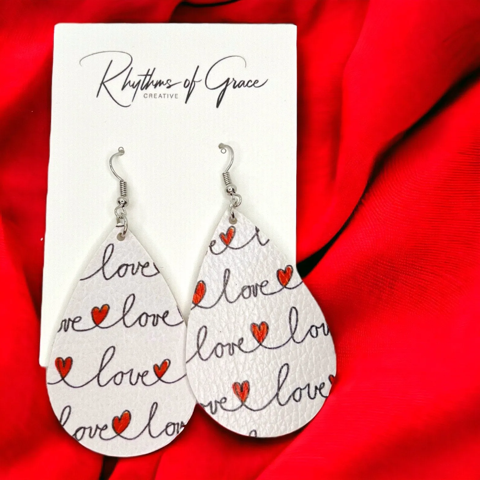 Love Earrings, Red and Black, Valentine’s Earrings, Love Earrings, Heart Accessories, Happy Valentine’s Day, Red Hearts, Valentine’s Jewelry