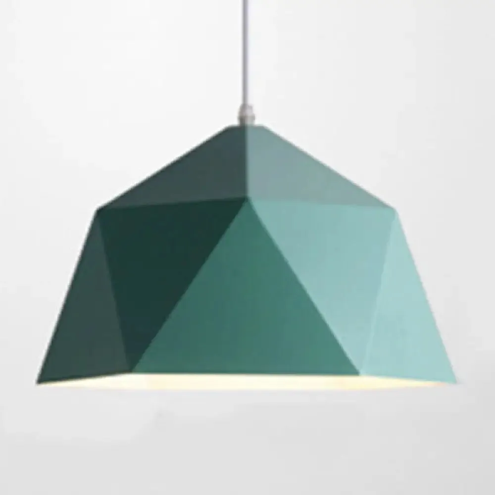 Macaron Style Polyhedral Pendant Light: Metallic Hanging Lamp for Cloth Shop