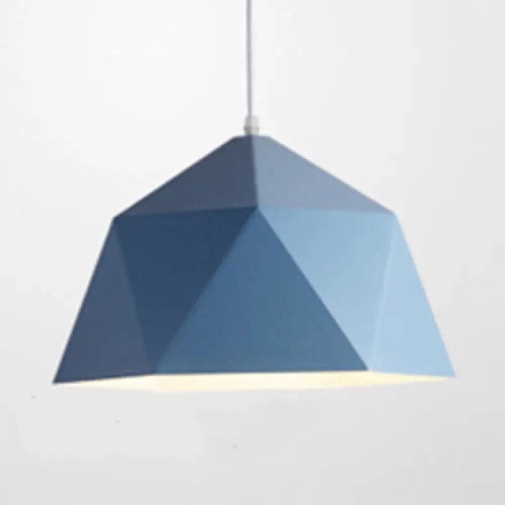 Macaron Style Polyhedral Pendant Light: Metallic Hanging Lamp for Cloth Shop