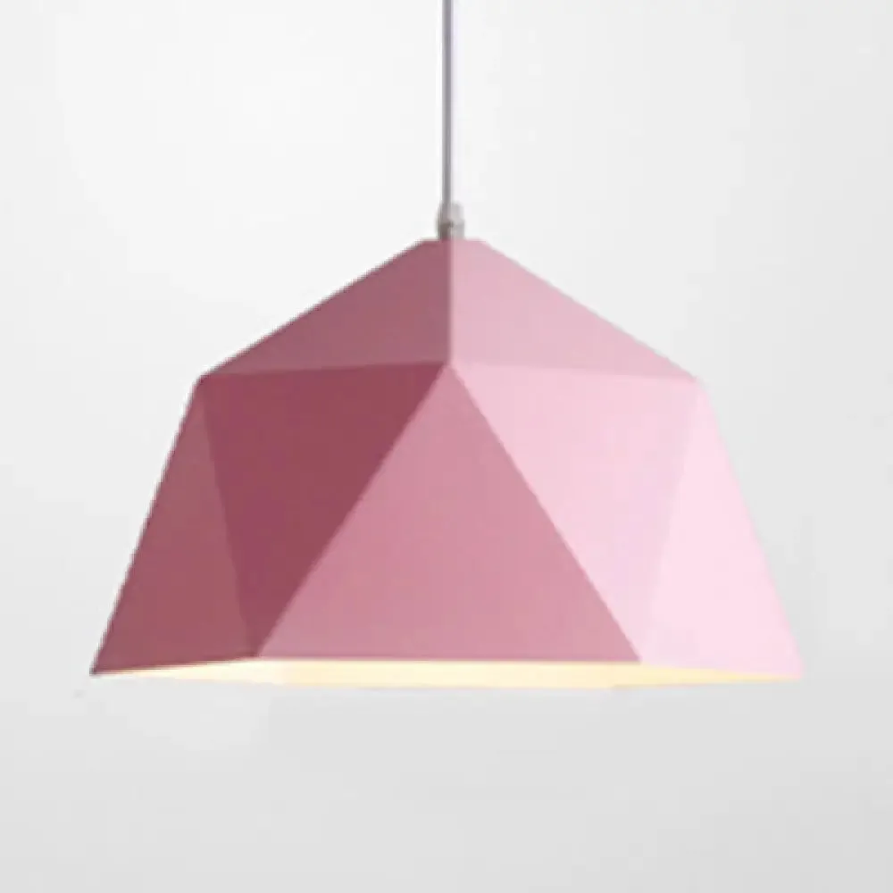 Macaron Style Polyhedral Pendant Light: Metallic Hanging Lamp for Cloth Shop