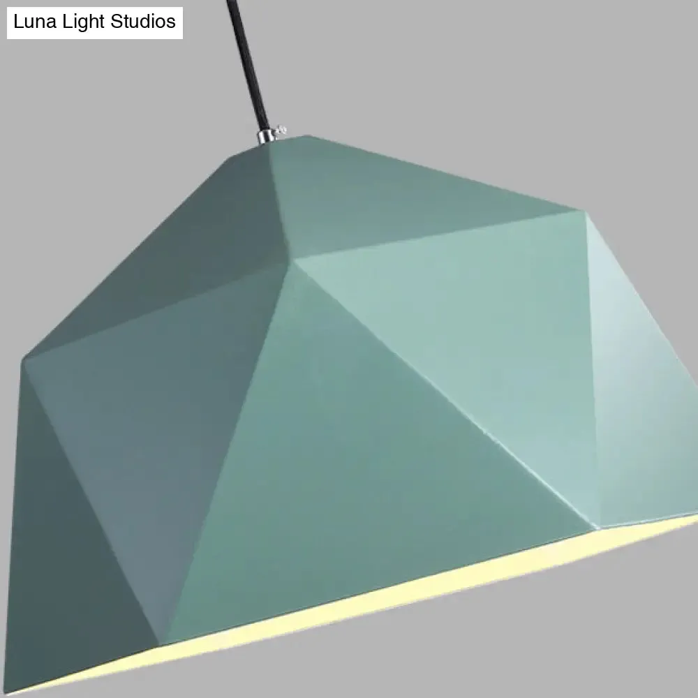 Macaron Style Polyhedral Pendant Light: Metallic Hanging Lamp for Cloth Shop