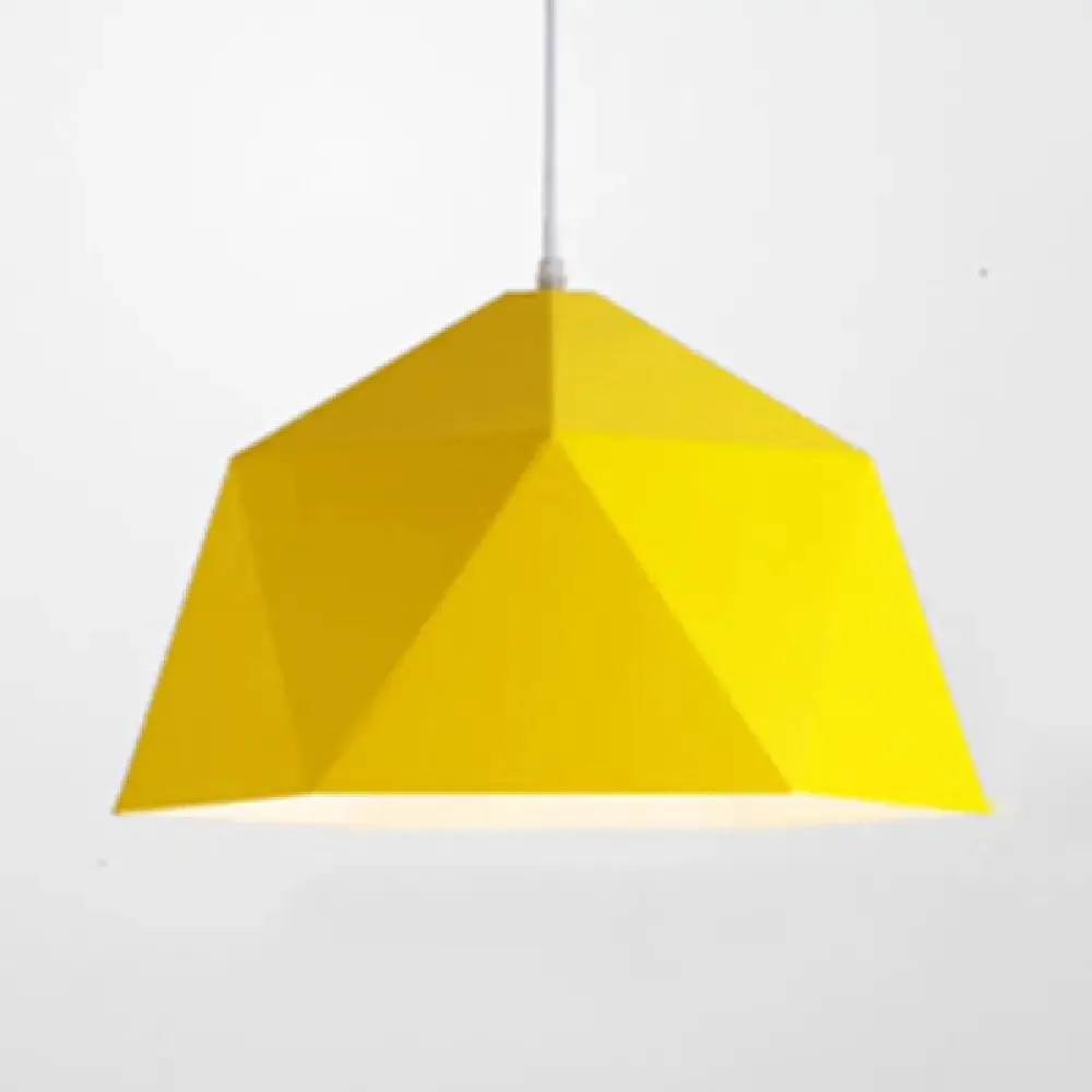 Macaron Style Polyhedral Pendant Light: Metallic Hanging Lamp for Cloth Shop