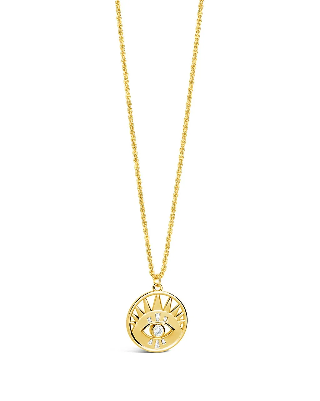 Mahana CZ Evil Eye Disk Necklace