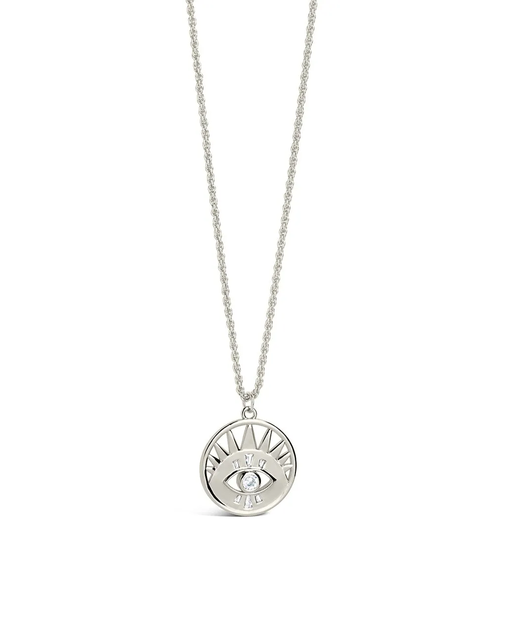 Mahana CZ Evil Eye Disk Necklace