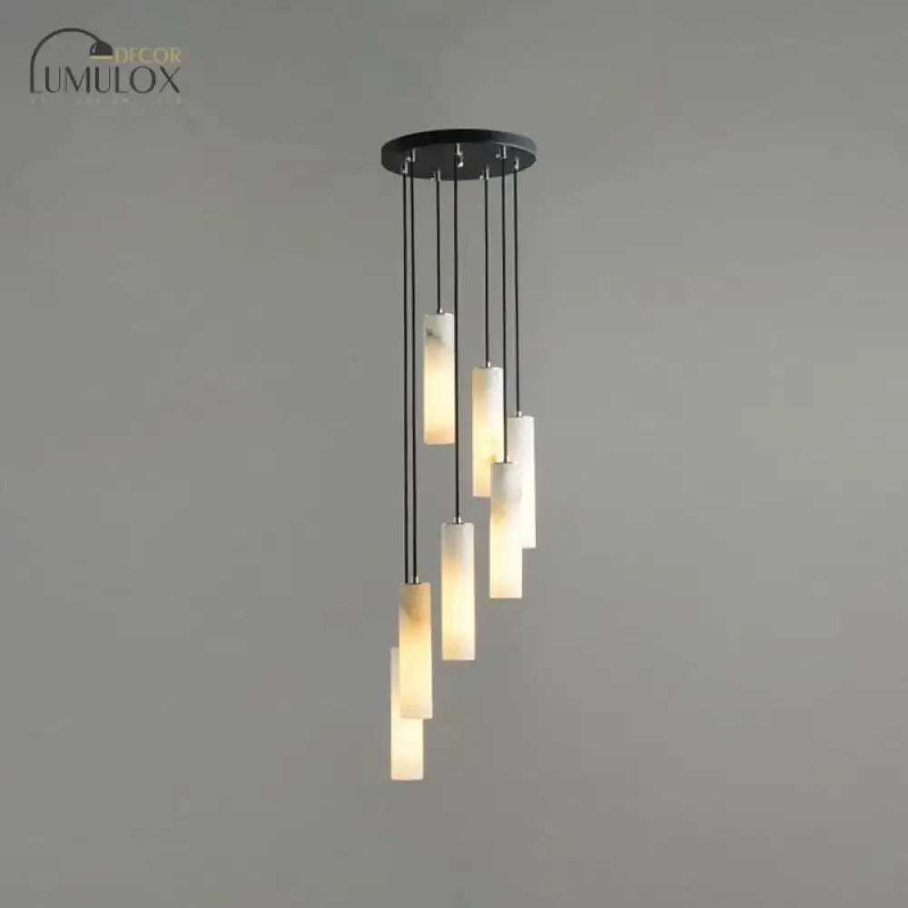 Marble Tubular Minimalistic Hanging Ceiling Light in White