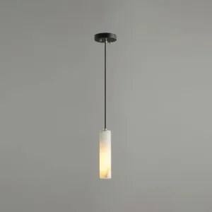 Marble Tubular Minimalistic Hanging Ceiling Light in White