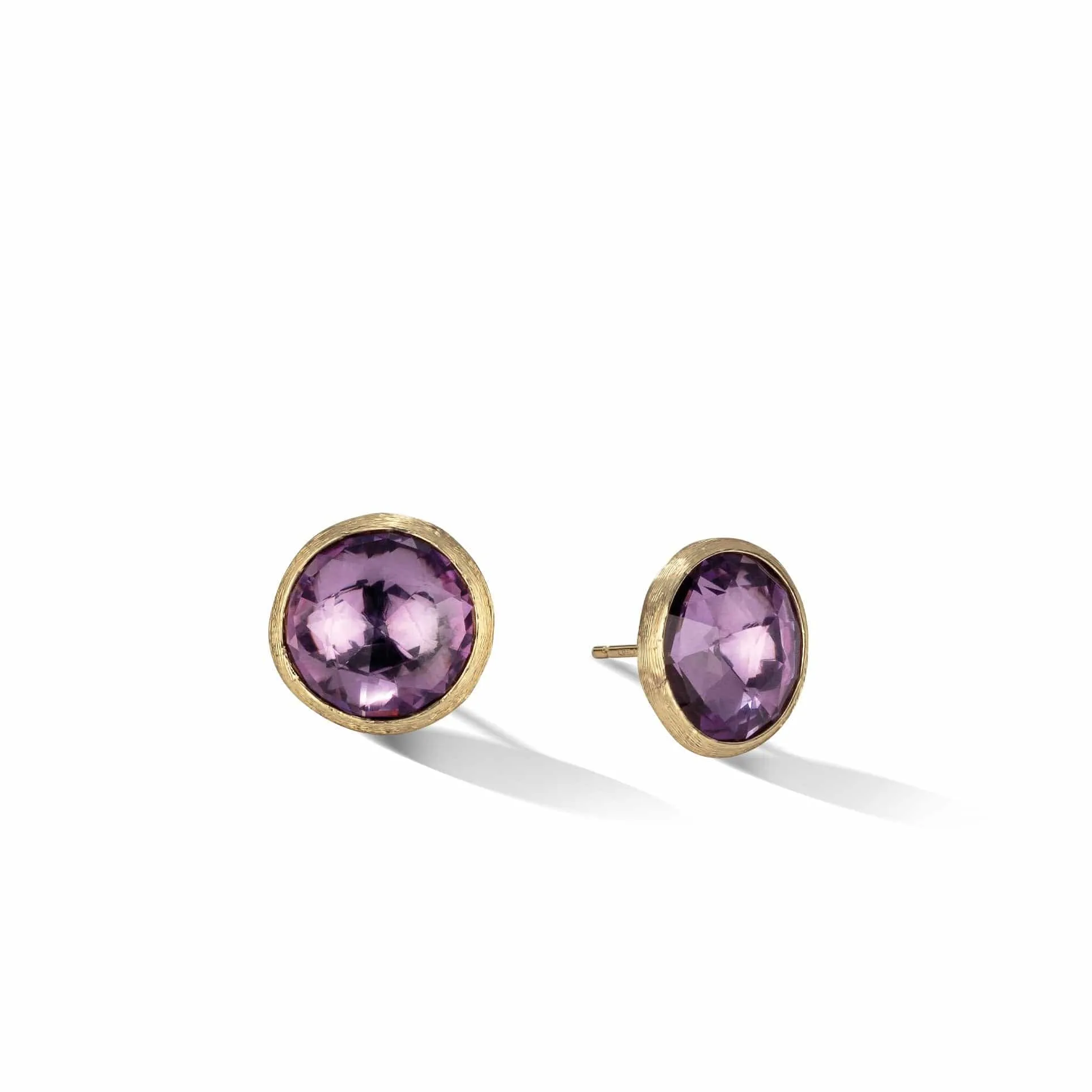 Marco Bicego Jaipur 18K Yellow Gold Amethyst Bezel Stud Earrings