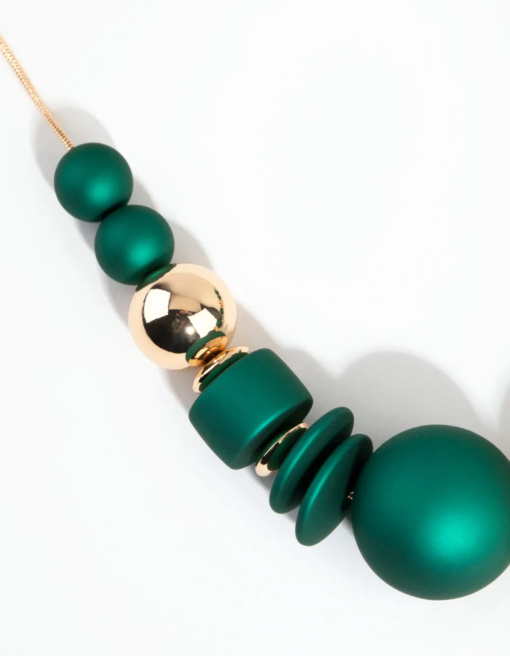 Matte Green Ball Short Necklace