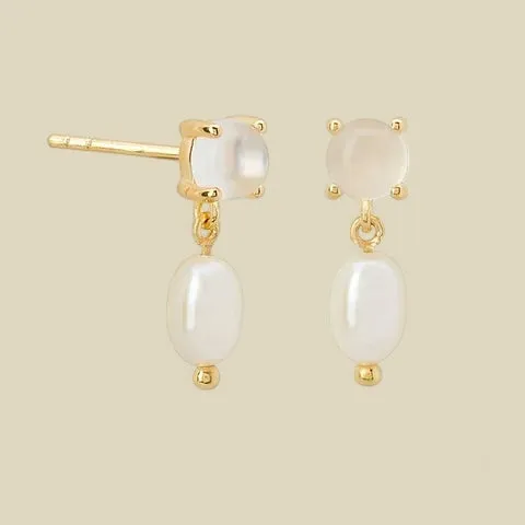 MCLuxe - 18K Gold Plated Fresh Water Pearl Drop Earrings