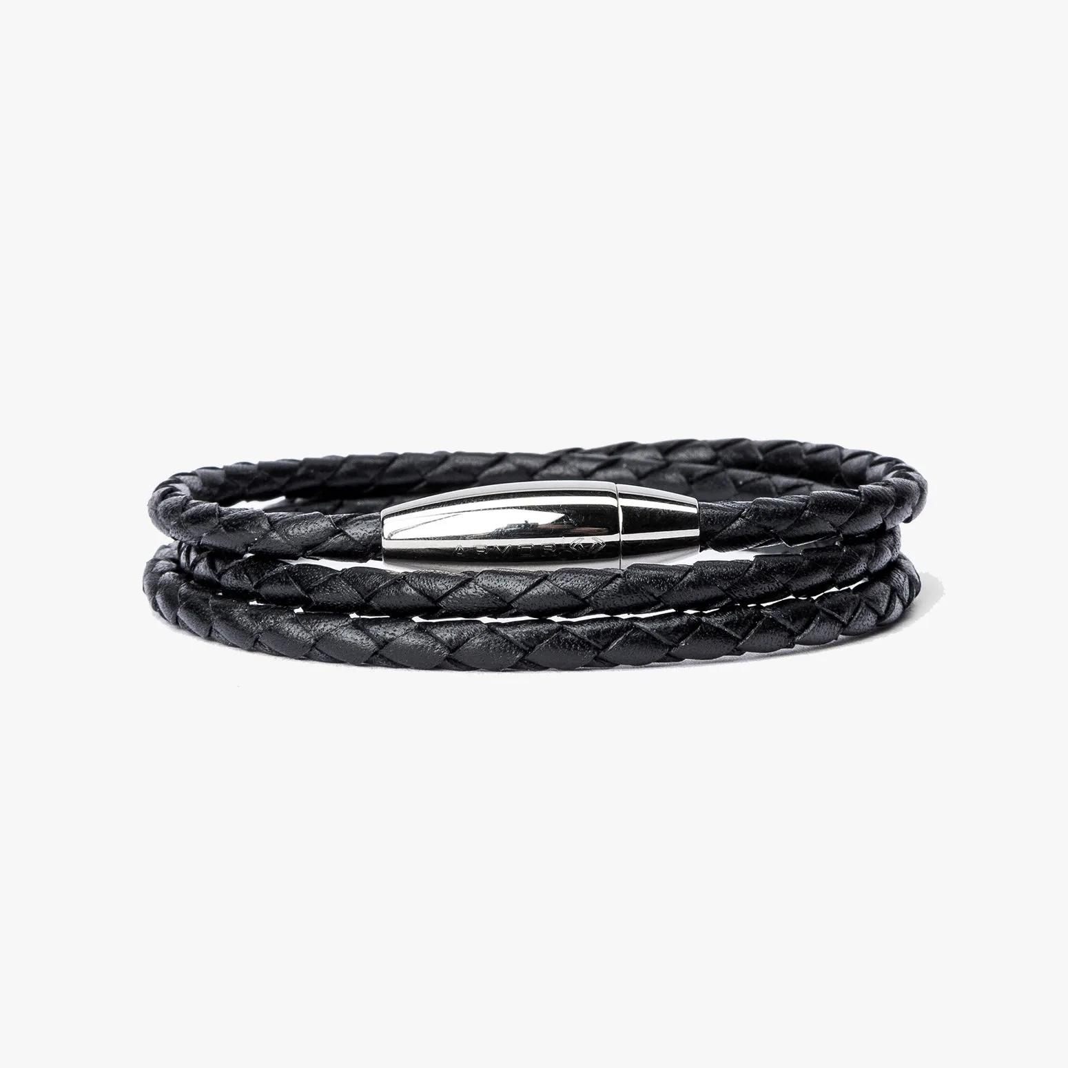 Mediterranean Black Braided Leather Wrap - Large