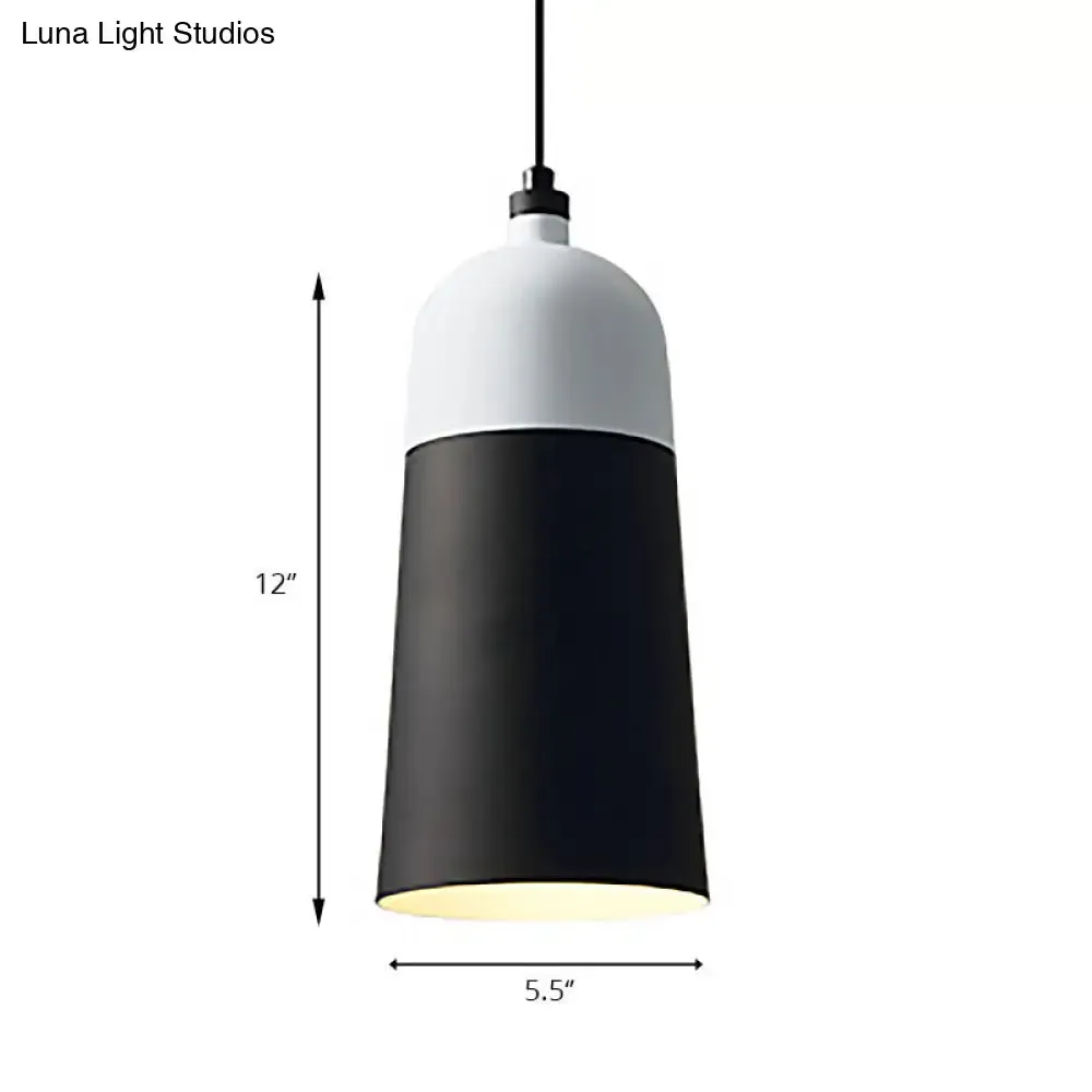 Metal Domed Hanging Light Fixture - Modern Simple Suspension Lamp, Black & White