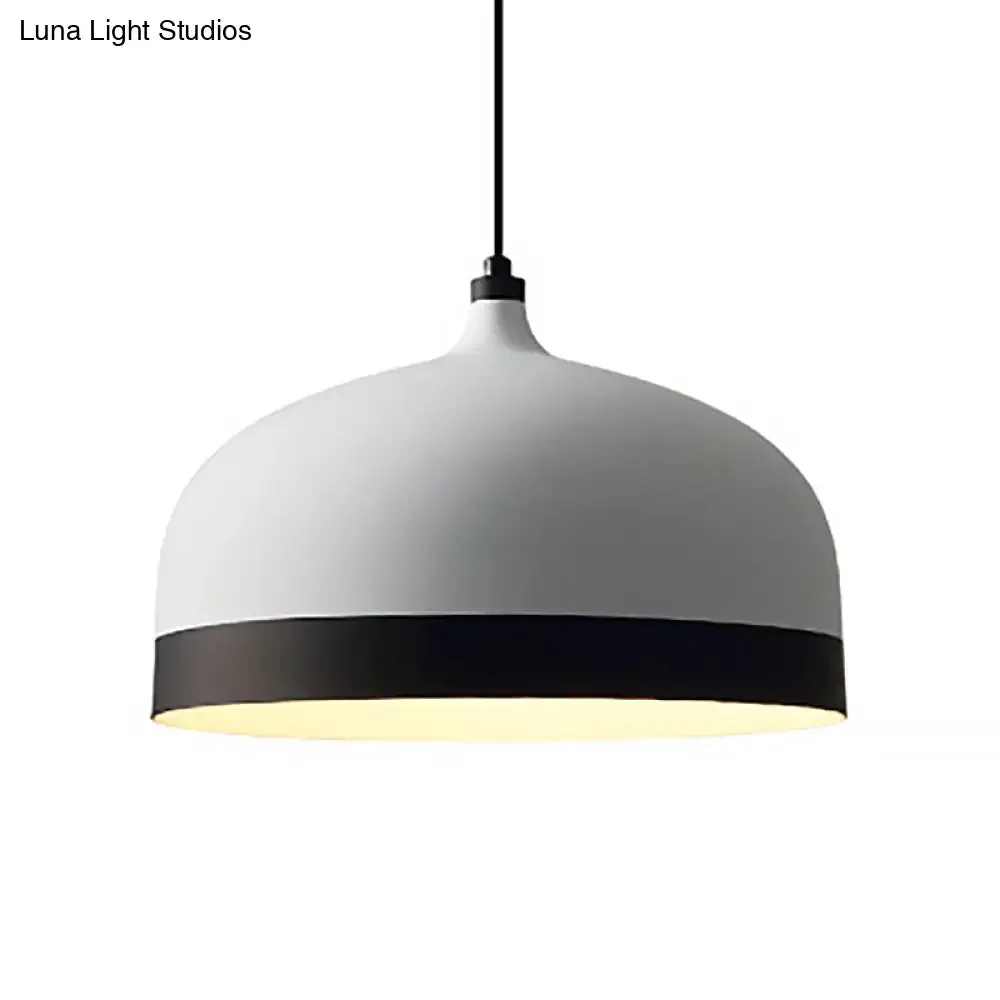 Metal Domed Hanging Light Fixture - Modern Simple Suspension Lamp, Black & White