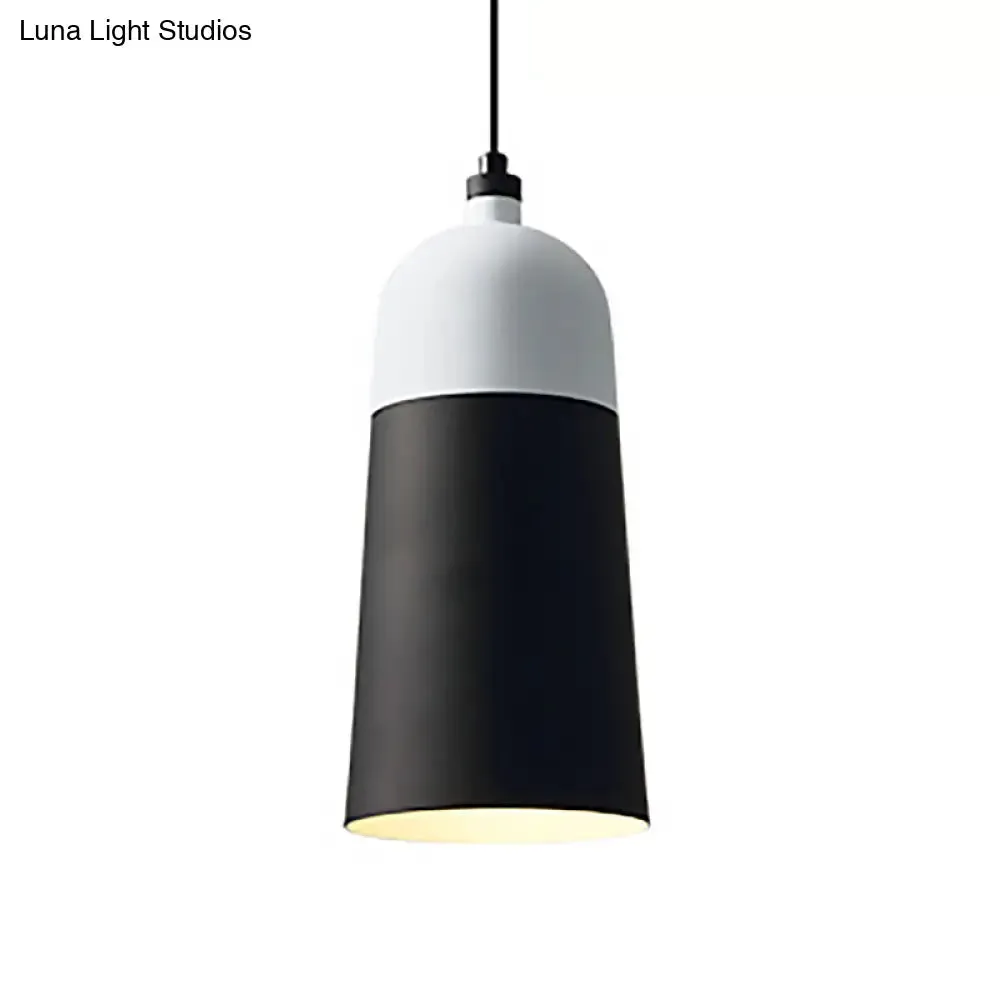 Metal Domed Hanging Light Fixture - Modern Simple Suspension Lamp, Black & White