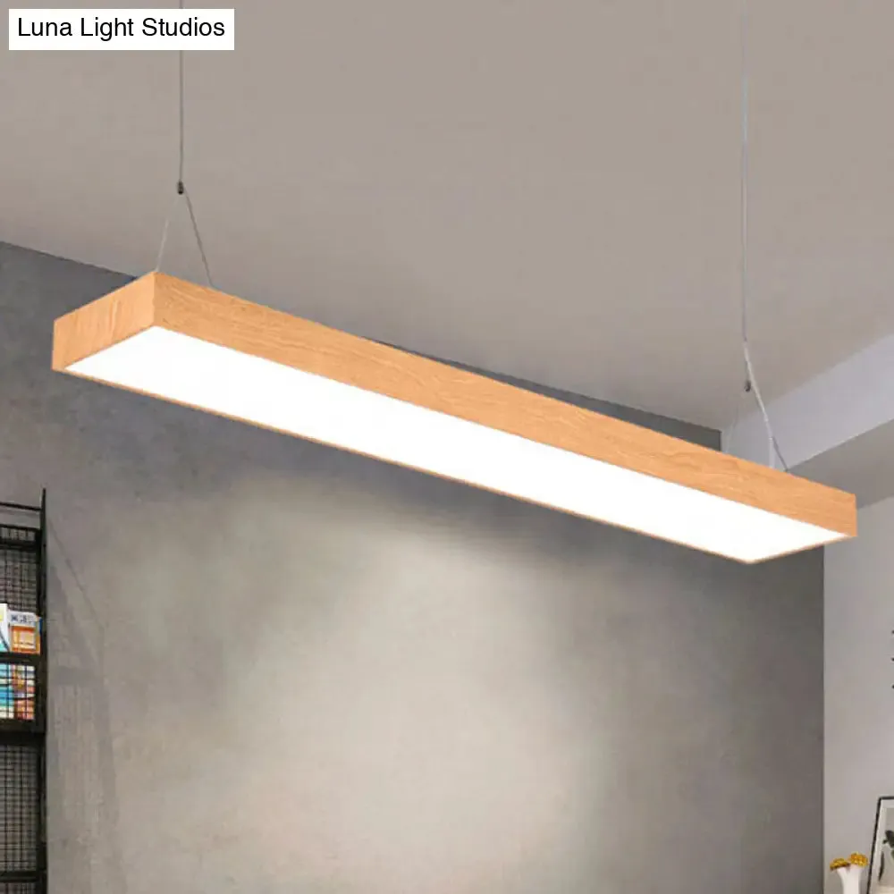 Minimal Wooden LED Pendant Lamp - 4"/8"/12" Wide - Beige - Office Ceiling Hanging Lamp