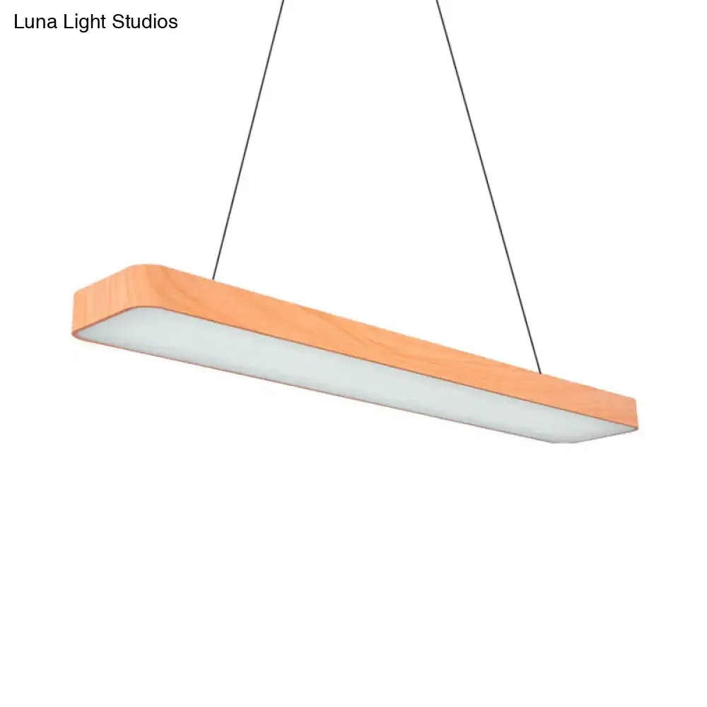 Minimal Wooden LED Pendant Lamp - 4"/8"/12" Wide - Beige - Office Ceiling Hanging Lamp