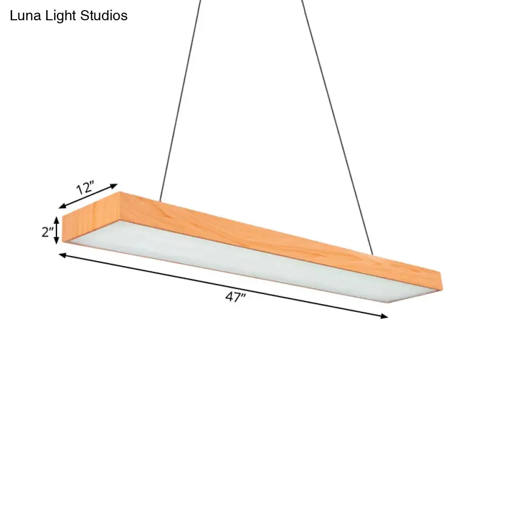 Minimal Wooden LED Pendant Lamp - 4"/8"/12" Wide - Beige - Office Ceiling Hanging Lamp