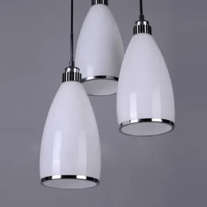 Minimalist 3-Light Satin Opal Glass Cluster Pendant in Chrome - Perfect for Dining Room