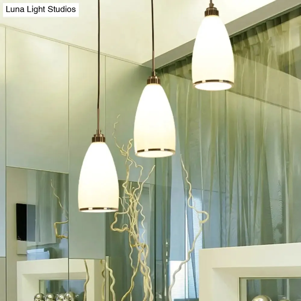 Minimalist 3-Light Satin Opal Glass Cluster Pendant in Chrome - Perfect for Dining Room