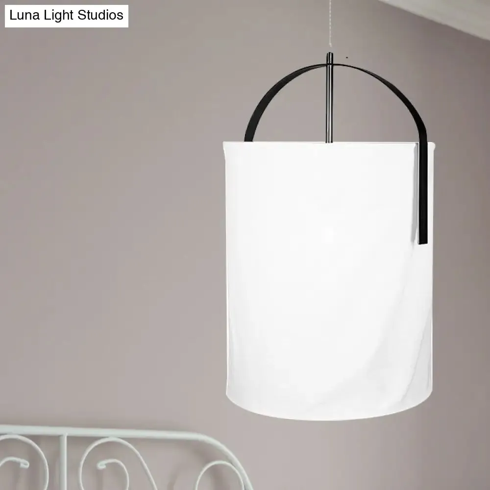 Minimalist Black/Gold-White Pail Drop Pendant Light for Bedroom - 1 Head Fabric Fixture