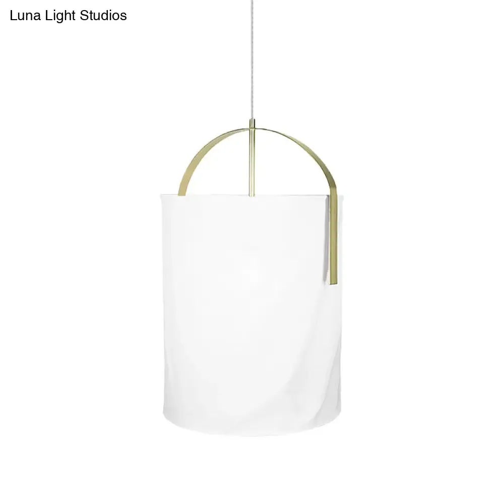 Minimalist Black/Gold-White Pail Drop Pendant Light for Bedroom - 1 Head Fabric Fixture