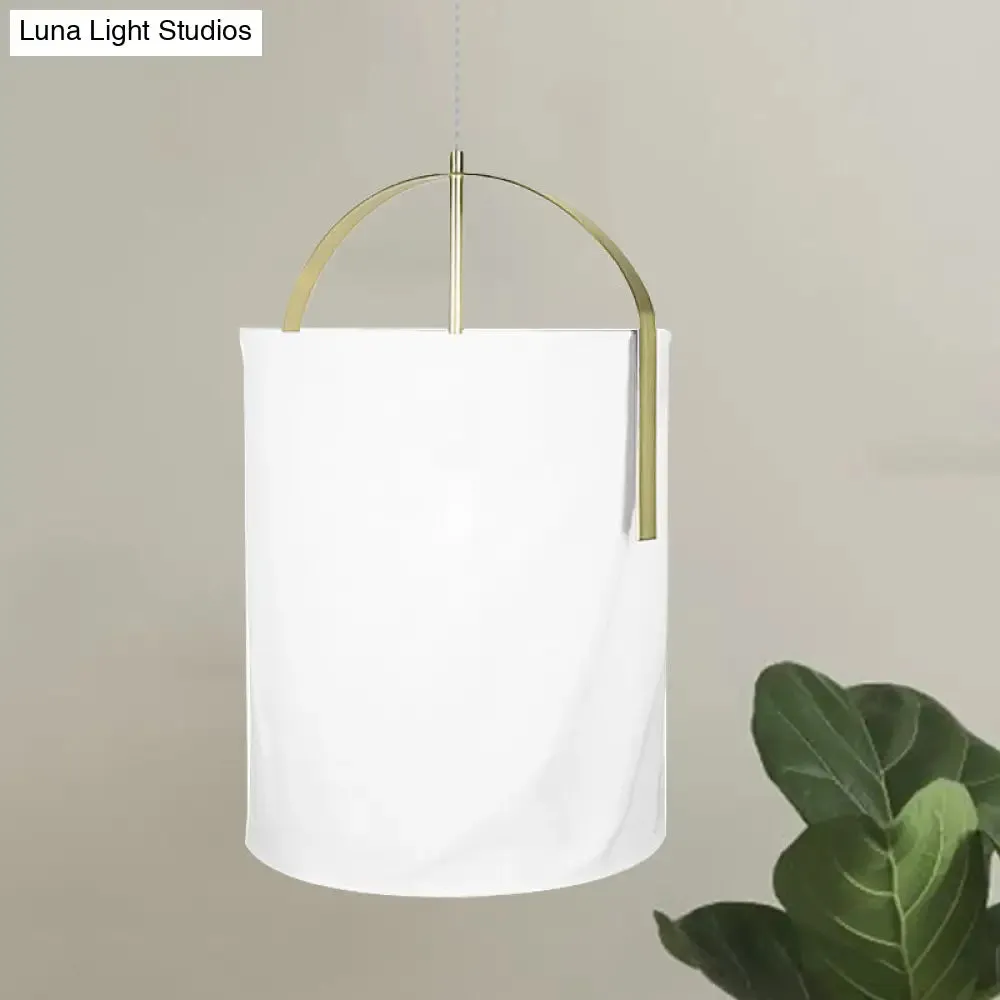 Minimalist Black/Gold-White Pail Drop Pendant Light for Bedroom - 1 Head Fabric Fixture