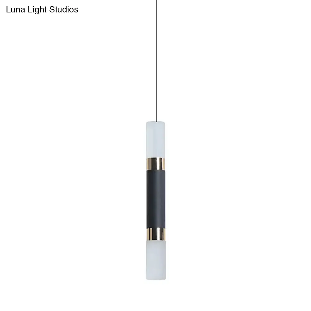 Minimalist Iron Tube Bedside Pendant Light - 10"/12"/12.5" High, LED Hanging, Black Finish, Warm/White Light