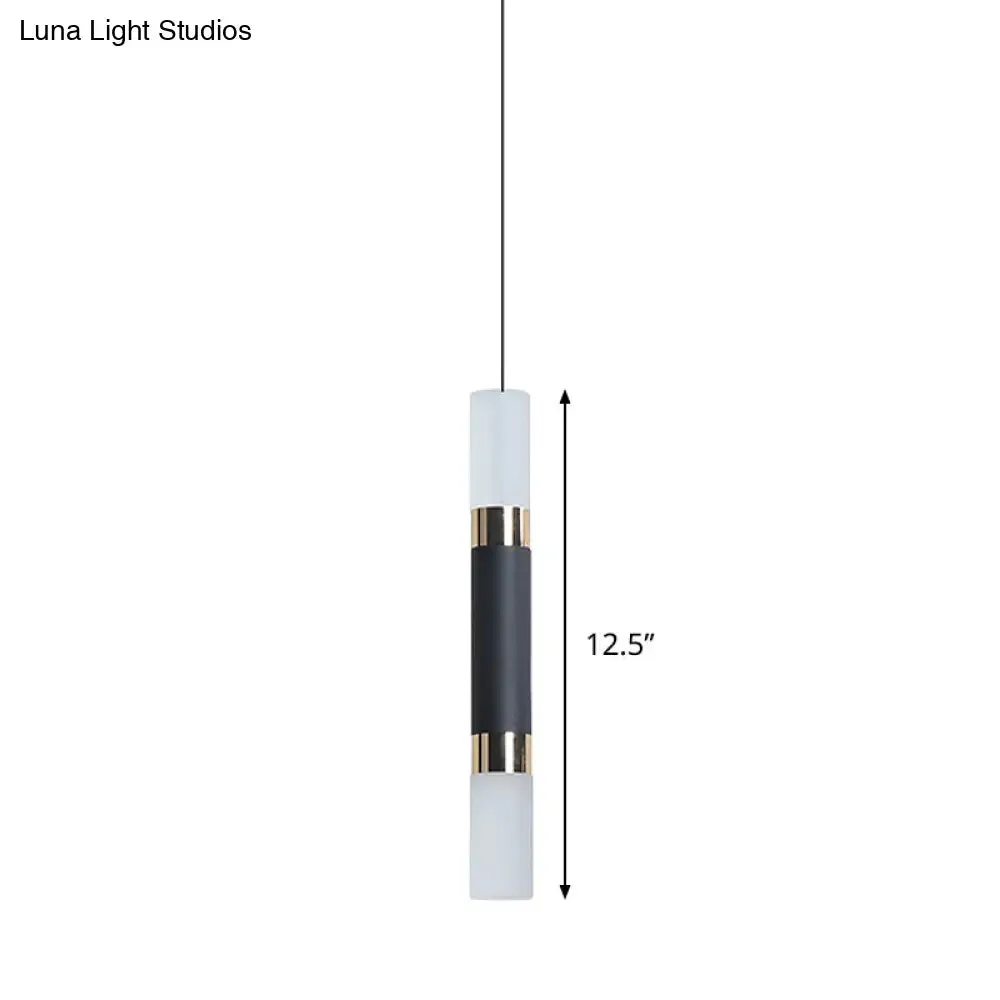 Minimalist Iron Tube Bedside Pendant Light - 10"/12"/12.5" High, LED Hanging, Black Finish, Warm/White Light