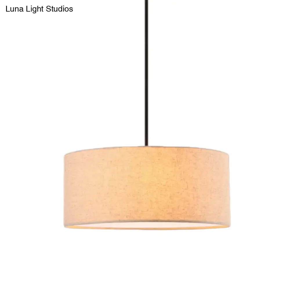 Minimalist Rounded Hanging Lamp in Apricot/Flaxen for Restaurants - 1-Light Fabric Pendant Lighting Fixture