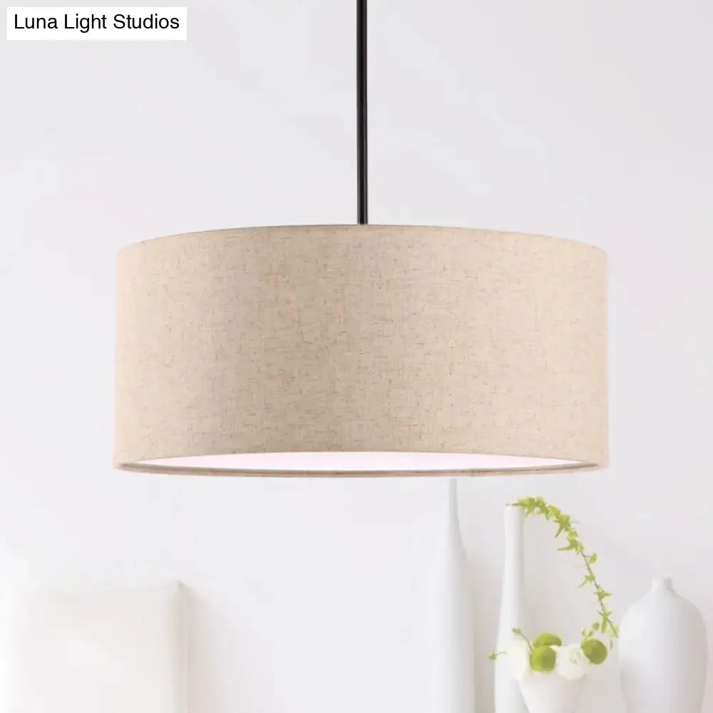 Minimalist Rounded Hanging Lamp in Apricot/Flaxen for Restaurants - 1-Light Fabric Pendant Lighting Fixture