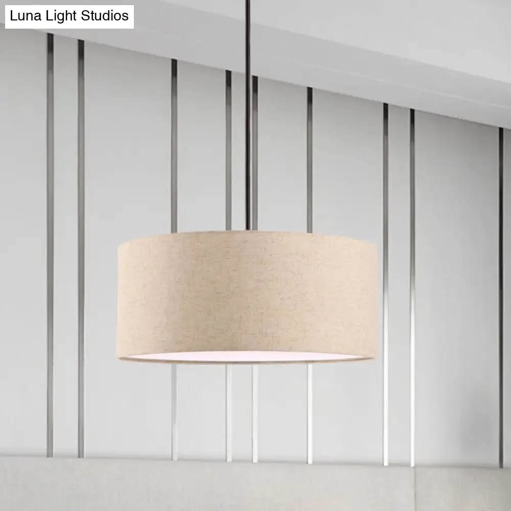 Minimalist Rounded Hanging Lamp in Apricot/Flaxen for Restaurants - 1-Light Fabric Pendant Lighting Fixture