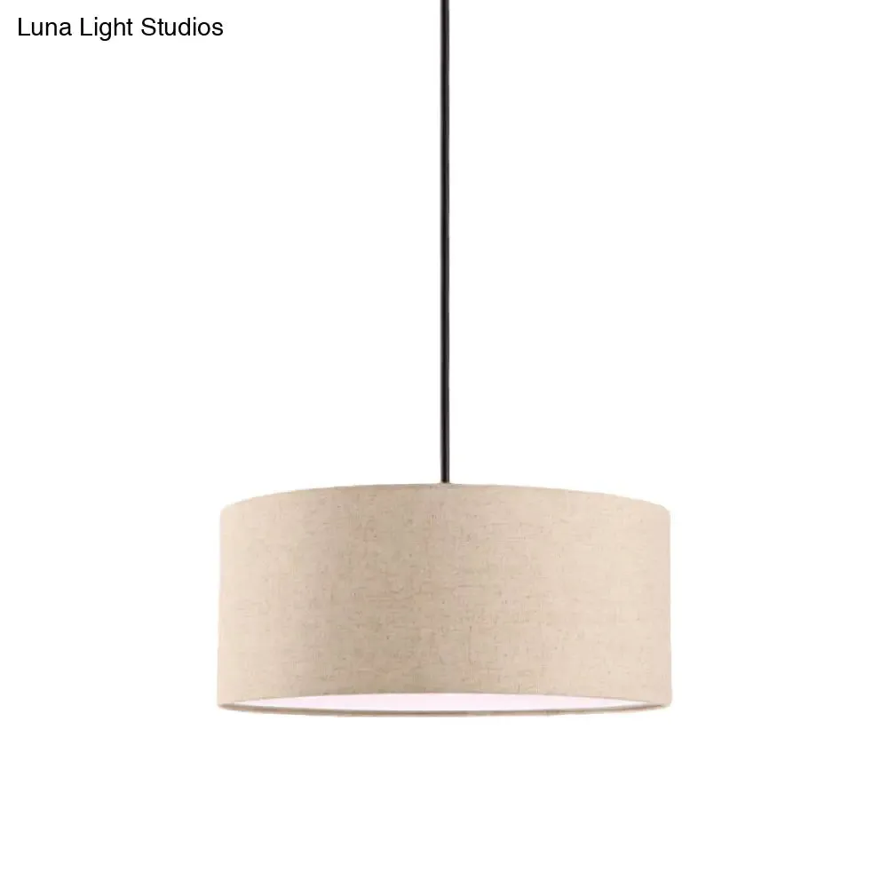 Minimalist Rounded Hanging Lamp in Apricot/Flaxen for Restaurants - 1-Light Fabric Pendant Lighting Fixture