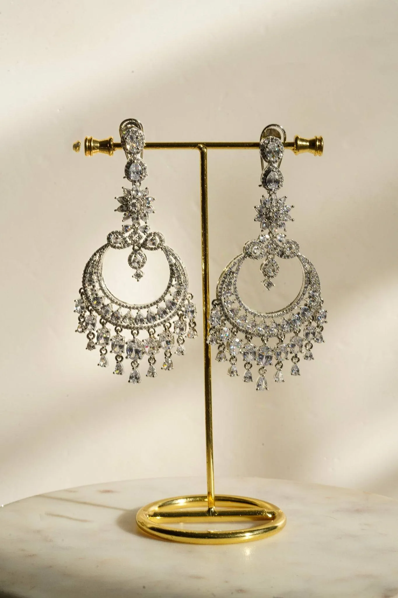 Misha - Diamanté Accent Statement Chandelier Earrings