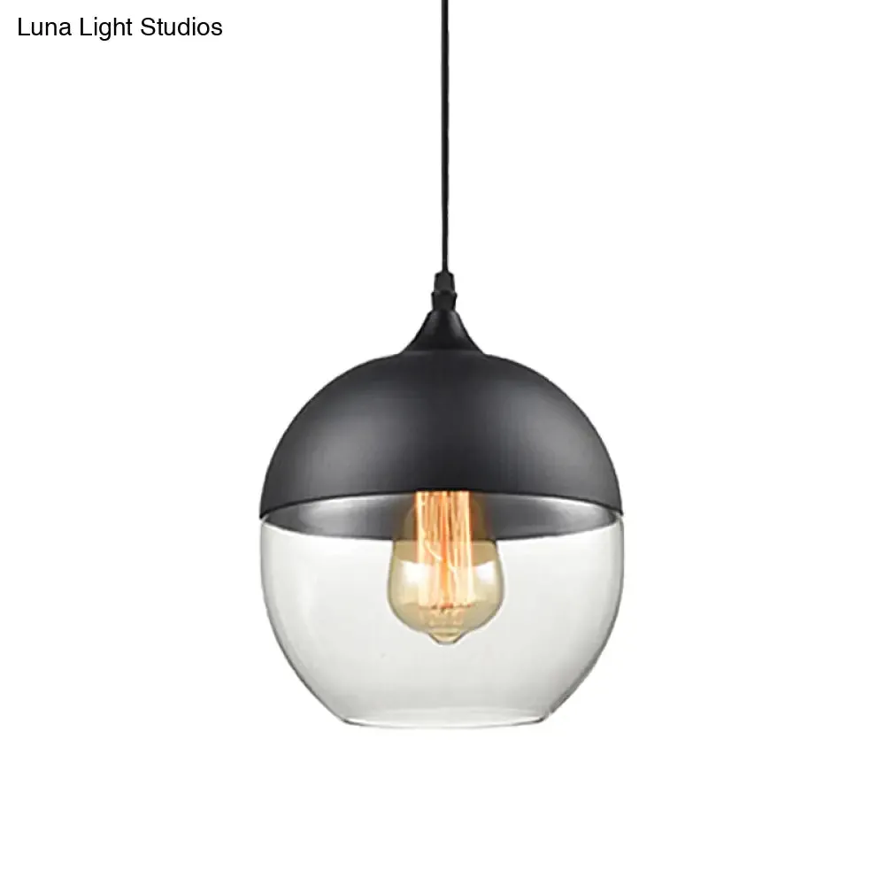 Modern 1-Light Drum/Cylinder/Jar Suspension Pendant – Clear/Yellow Glass – White/Black Fixture