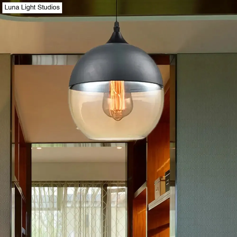 Modern 1-Light Drum/Cylinder/Jar Suspension Pendant – Clear/Yellow Glass – White/Black Fixture