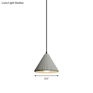 Modern Cement Cone Pendant Lamp for Office Kitchen - One Light Fluted Ceiling Pendant