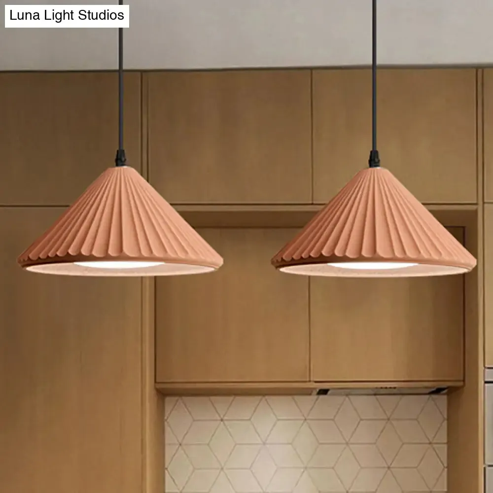 Modern Cement Cone Pendant Lamp for Office Kitchen - One Light Fluted Ceiling Pendant