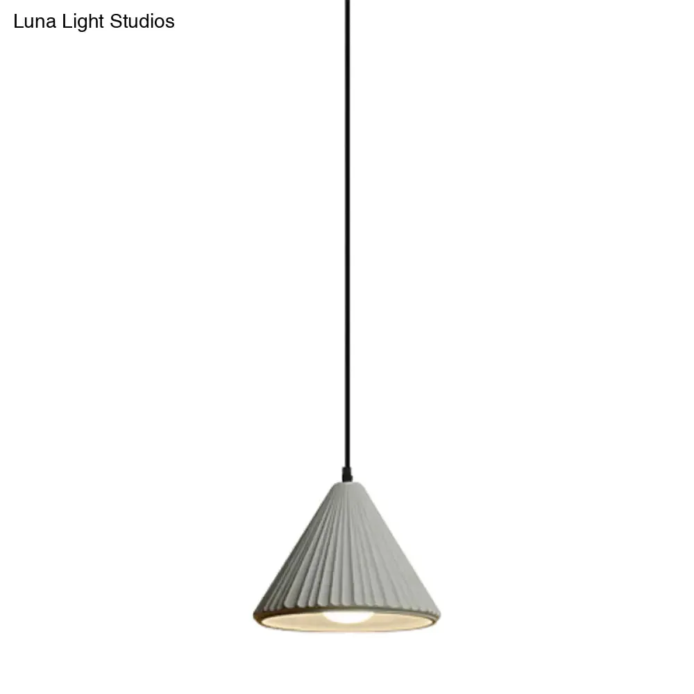 Modern Cement Cone Pendant Lamp for Office Kitchen - One Light Fluted Ceiling Pendant