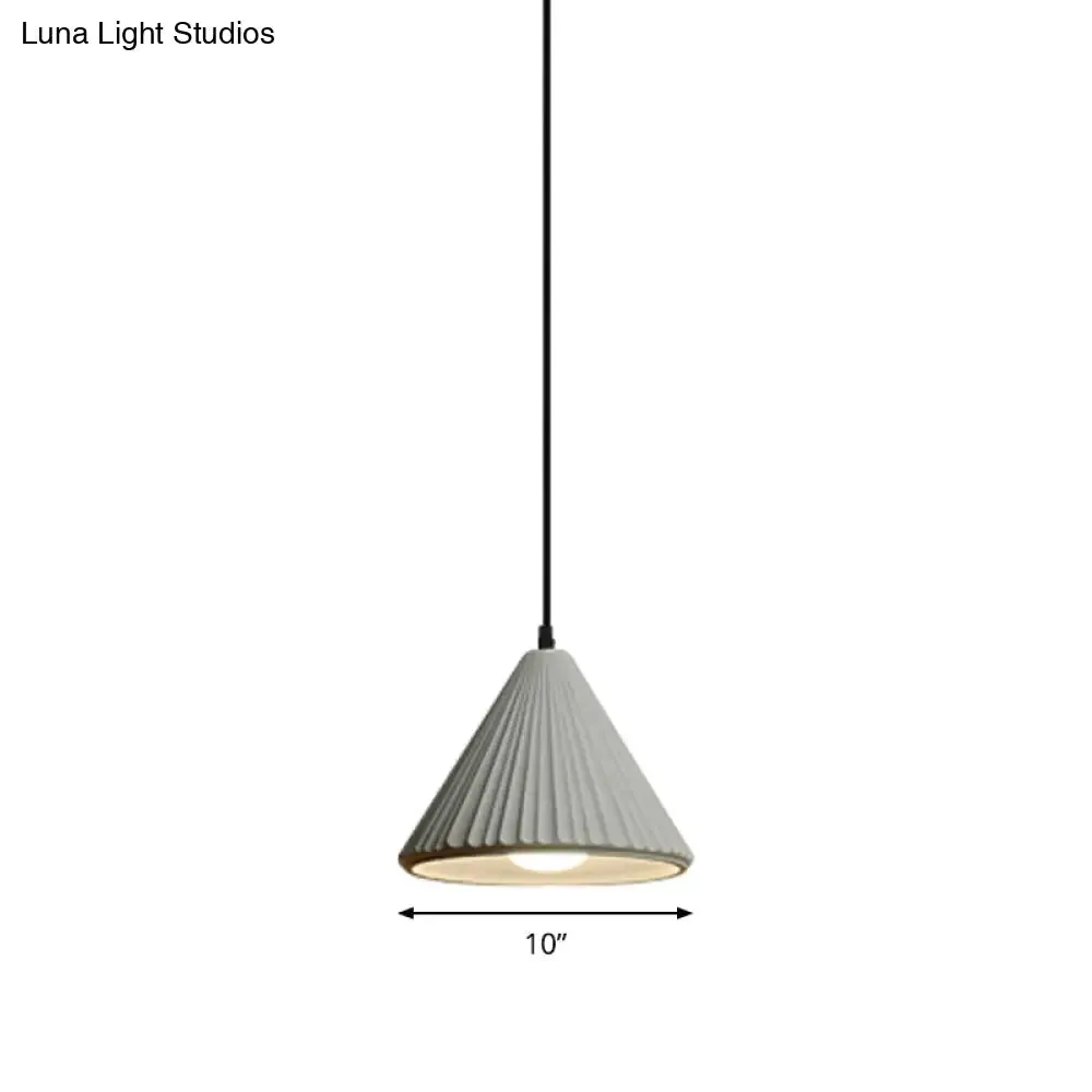 Modern Cement Cone Pendant Lamp for Office Kitchen - One Light Fluted Ceiling Pendant