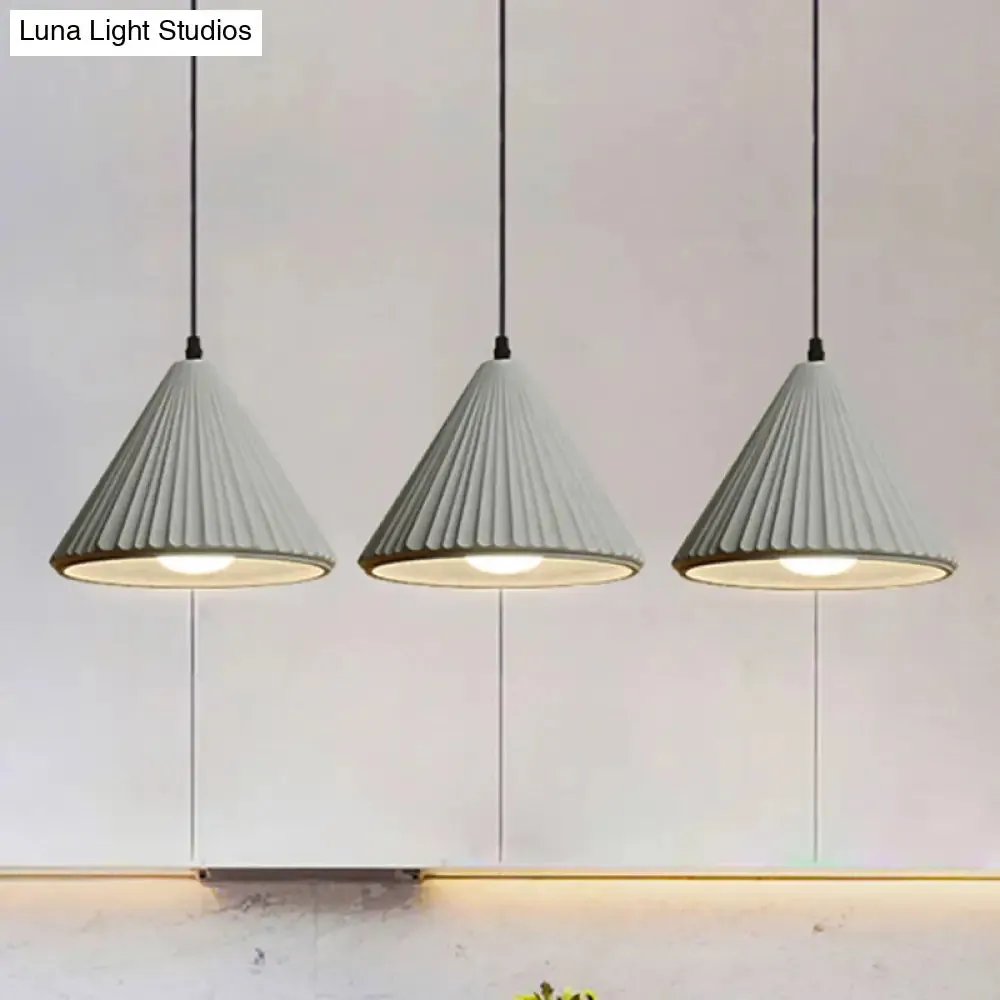 Modern Cement Cone Pendant Lamp for Office Kitchen - One Light Fluted Ceiling Pendant